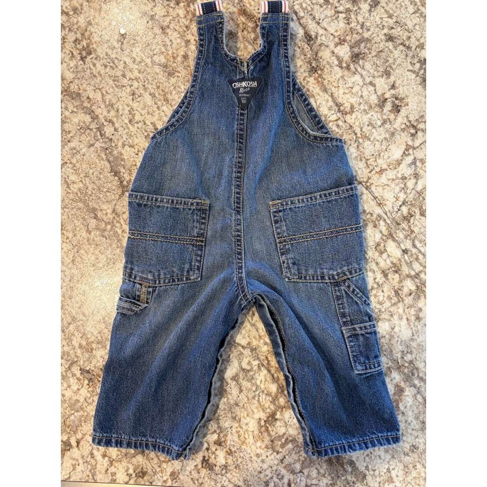 OshKosh B'gosh Vintage Blue Denim 100% Cotton Sleeveless Overall One-Piece 6 M - Picture 2 of 8